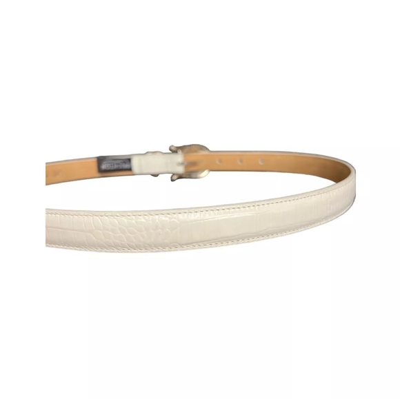 Brighton white crocodile pattern leather belt. Classic. Small. - Picture 3 of 6
